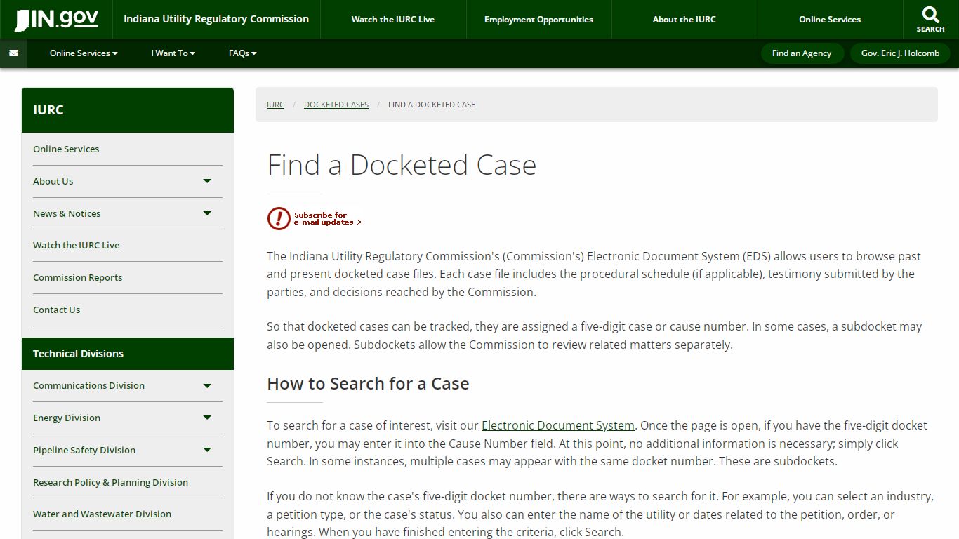 Find a Docketed Case - IURC