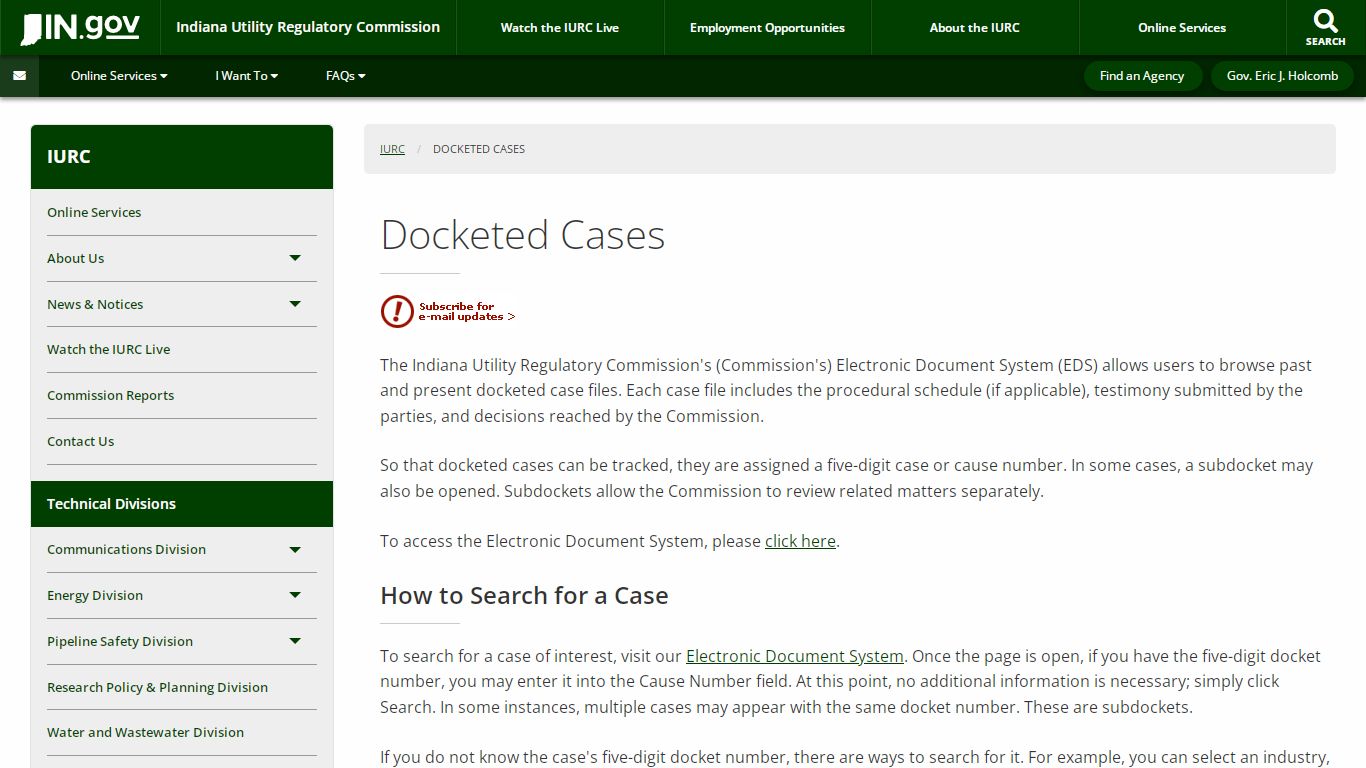 IURC: Docketed Cases